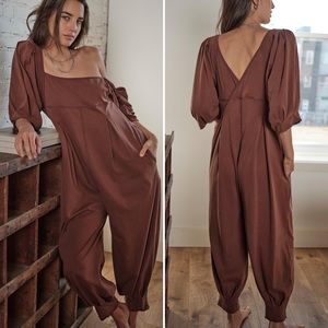 Free People Lotta Love Brown Jumpsuit Size Large